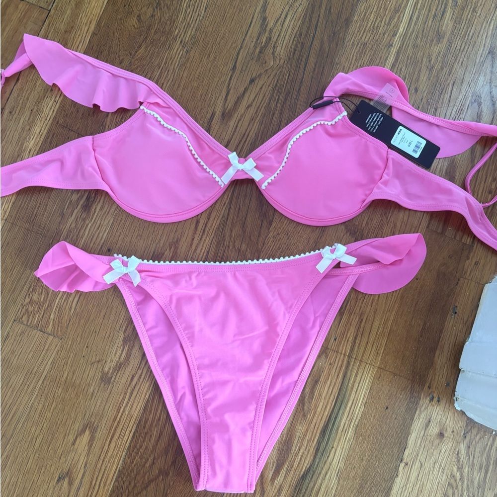 Giada Ruffles & Bows 2 Piece Bikini - Pink